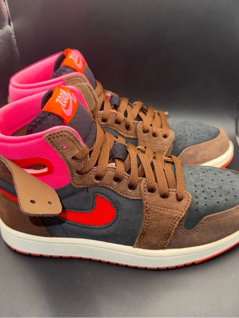 Size 6.5 - Air Jordan 1 Zoom Comfort 2 High Cacao Wow Picante Red Wmns, No Box